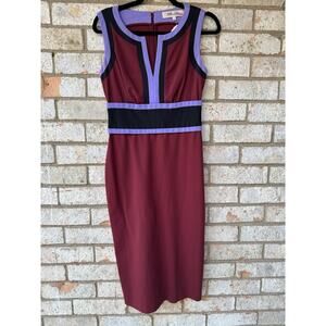 Diane Von Furstenberg DVF Maroon And Purple Sheath Dress Size 6
